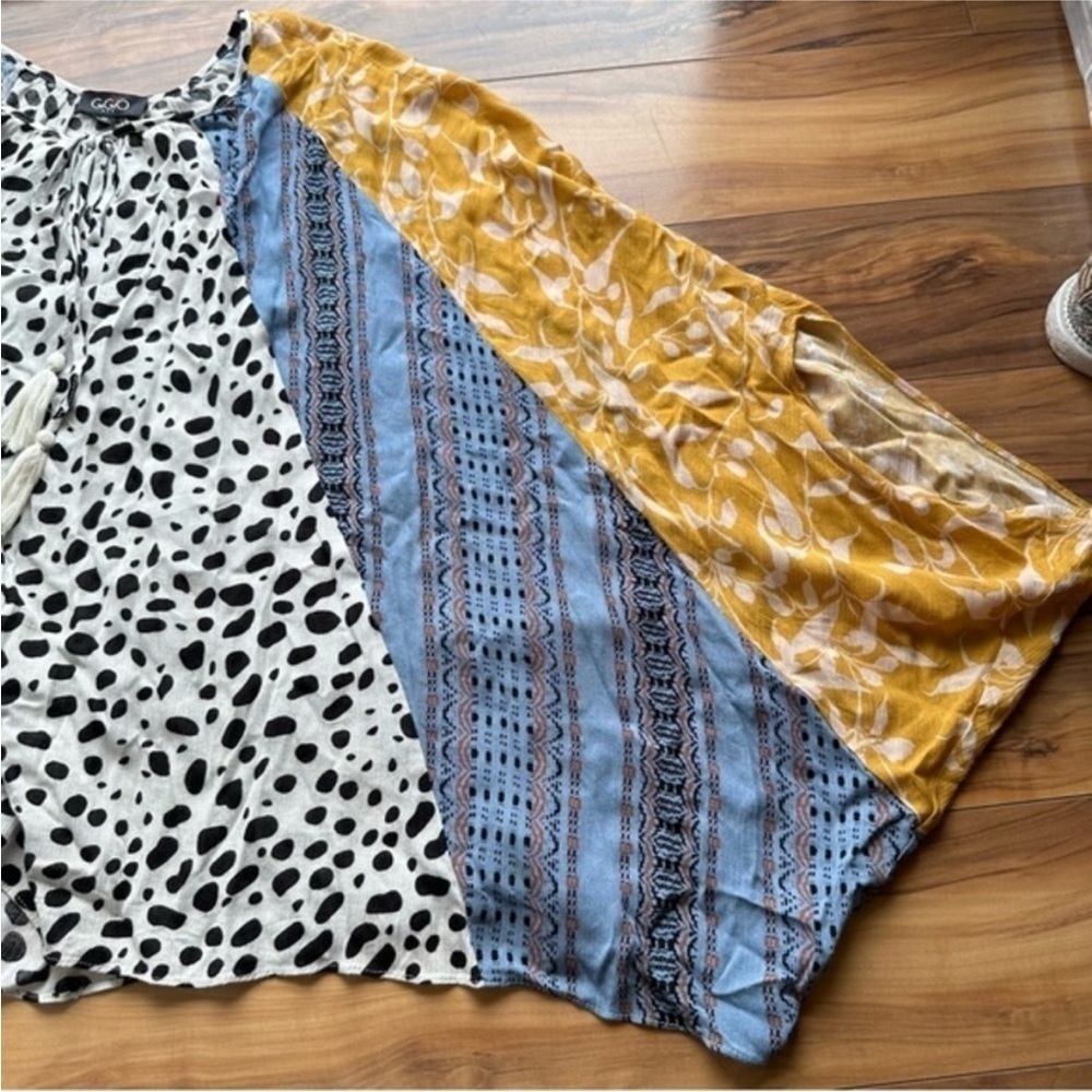 Boho Stylish Polka Dot and Patterned Women's Top XL - Picture 3 of 6